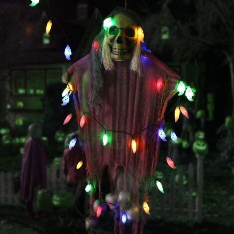 Outdoor String Lights，Halloween String Lights, 30 LEDs Multicolor Ghost Lights Battery Powered, 10.8ft 3D Plastic Ghost Fairy Lights for Christmas Festival Party Indoor Decor [Energy Class A+++]