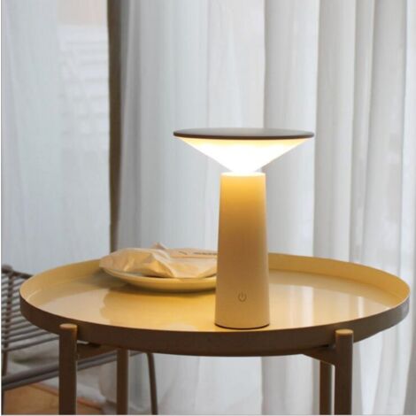 Modern Table Lamp - Wireless Dimmable Touch Control Switch - 360° Adjustable - USB Rechargeable - Desk Lamp for Home Office - White