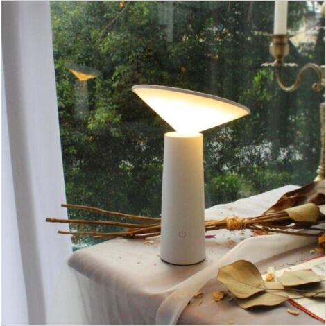 Modern Table Lamp - Wireless Dimmable Touch Control Switch - 360° Adjustable - USB Rechargeable - Desk Lamp for Home Office - White