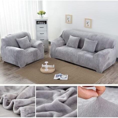 Thick Sofa Covers 1/2/3 Seater Pure Color Couch Protector Velvet