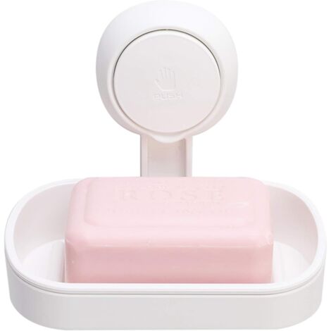 Suction Cup Soap Holder Soap Dish No Drilling & Reusable 1 Second Installation Shower Soap ...