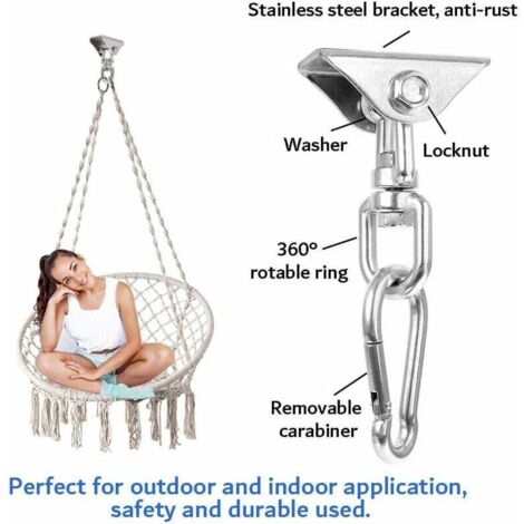 Heavy Duty 350kg Stainless Steel Ceiling Hook, 360° Rotation
