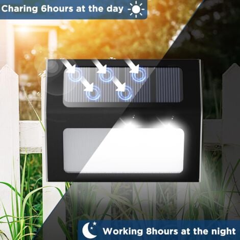 12 Pack Solar Lights Waterproof Solar Powered Stair Lights for Stairs Pathway Fence Patio Garden Driveway Cool White (Black)