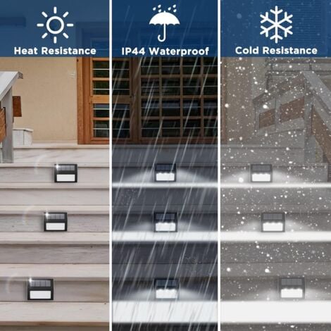 12 Pack Solar Lights Waterproof Solar Powered Stair Lights for Stairs Pathway Fence Patio Garden Driveway Cool White (Black)