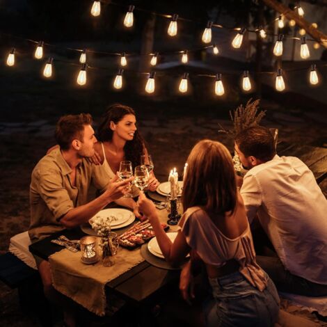 50FT/15M Outdoor String Lights, 25+1 ST38 LED Bulb Fairy Lights, Waterproof and Shatterproof Electric String Lights Outdoor & Indoor for Patio, Garden, Party, Terrace-Warm White