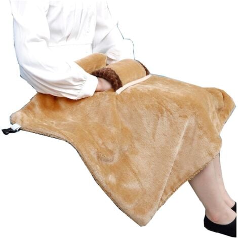 Doublehero USB Electric Heated Blanket, Small Electric Blanket with Auto Shut-Off, Washable Flannel Heating Blanket for Knees, Waist, Shoulders, Brown, 60 x 90 cm