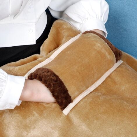 Doublehero USB Electric Heated Blanket, Small Electric Blanket with Auto Shut-Off, Washable Flannel Heating Blanket for Knees, Waist, Shoulders, Brown, 60 x 90 cm
