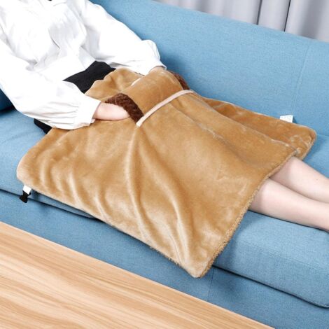 Doublehero USB Electric Heated Blanket, Small Electric Blanket with Auto Shut-Off, Washable Flannel Heating Blanket for Knees, Waist, Shoulders, Brown, 60 x 90 cm