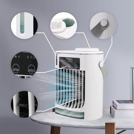 Portable AC Fan Mini USB Personal Air Conditioner Fan With 3 Speeds Desk Air Cooler With Touch