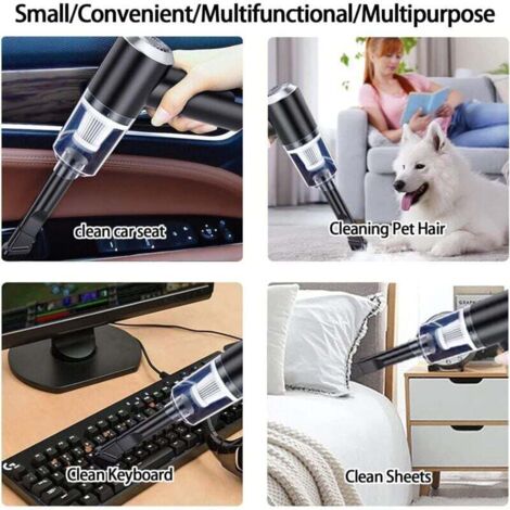 Cordless Handheld Car Vacuum Cleaner, Mini Portable Cordless Vacuum Cleaner, 120W Small Dual-Use Car Vacuum Cleaner, for Car/Pet/Desk/Keyboard (Black)