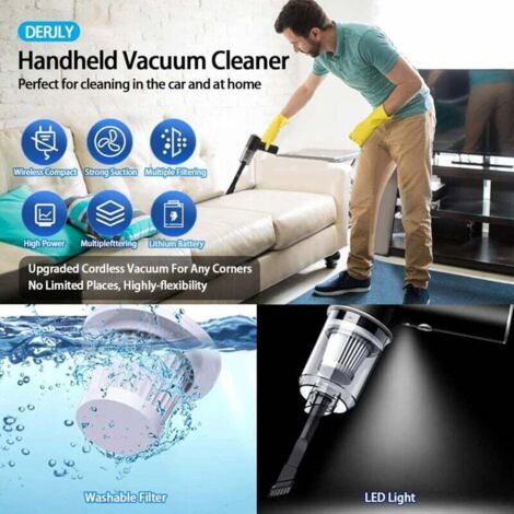 Cordless Handheld Car Vacuum Cleaner, Mini Portable Cordless Vacuum Cleaner, 120W Small Dual-Use Car Vacuum Cleaner, for Car/Pet/Desk/Keyboard (Black)