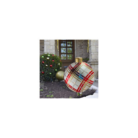 Christmas Ornaments Giant Inflatable Christmas Ball Decorated PVC Christmas Outdoor 23.6 Inch Christmas Inflatable Ball Decorations Christmas Inflatable Balls for Home Outdoor - Red Snowflake