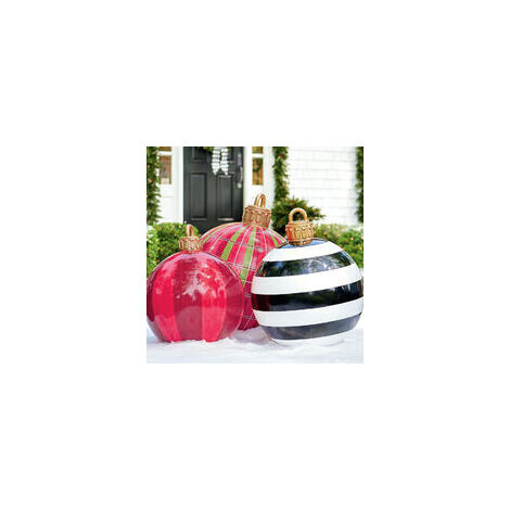Christmas Ornaments Giant Inflatable Christmas Ball Decorated PVC Christmas Outdoor 23.6 Inch Christmas Inflatable Ball Decorations Christmas Inflatable Balls for Home Outdoor - Red Snowflake