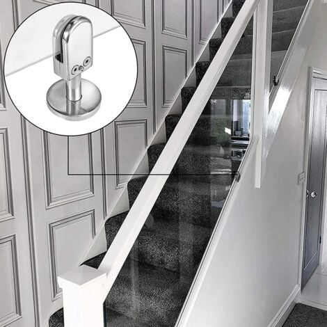 Glass Clamp for Stairs, 2 Pieces Glass Clamp 6-8mm, 304 Stainless Steel Glass Clamp, Glass Clamps for Balustrade, with Bottom Support Column, Adjustable, for Screens, Pool Fences