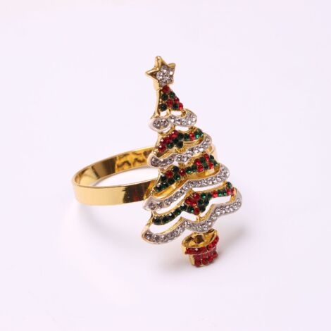Other Christmas Decoration,1 Piece Creative Napkin Rings - Colorful Christmas Tree with Slide