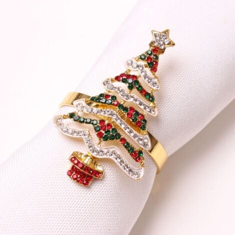 Other Christmas Decoration,1 Piece Creative Napkin Rings - Colorful Christmas Tree with Slide