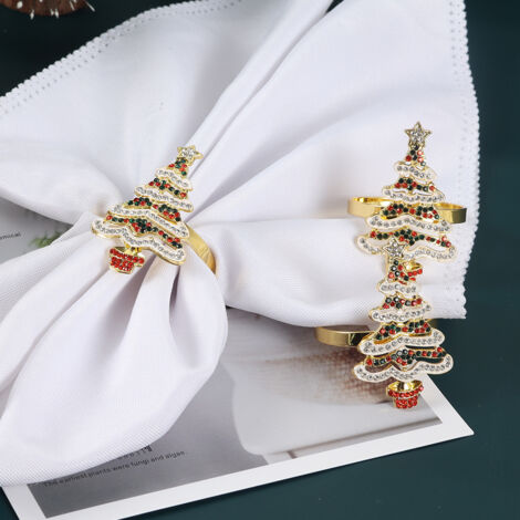 Other Christmas Decoration,1 Piece Creative Napkin Rings - Colorful Christmas Tree with Slide