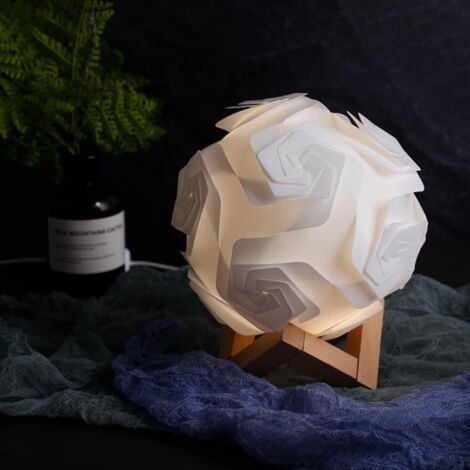 Bedside Lamp-LED Light Creative Night Light USB Small Desk Lamp DIY with Wooden Stand