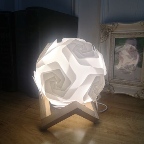 Bedside Lamp-LED Light Creative Night Light USB Small Desk Lamp DIY with Wooden Stand