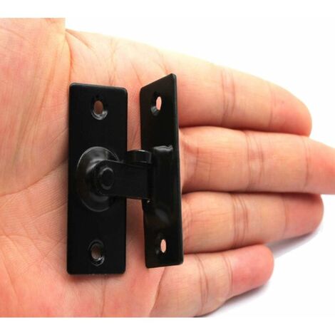 90 Degree Door Lock Latch, Black 2pcs Stainless Steel Safety Angle Lock Latch for Sliding/Push Door