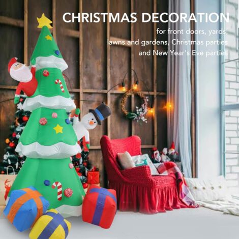 2.5m Inflatable Christmas Tree with LED Lights, Lighted Christmas Tree for Inflatable Yard Decoration, Indoor Outdoor Garden Christmas Decoration