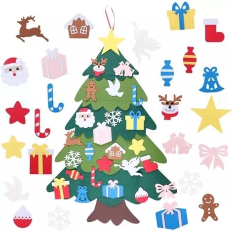 Other Christmas Decoration,Creative Handmade Felt Christmas Tree New Year Gifts for Kids Toys Artificial Tree Wall Hanging Ornaments Christmas Decoration for Home