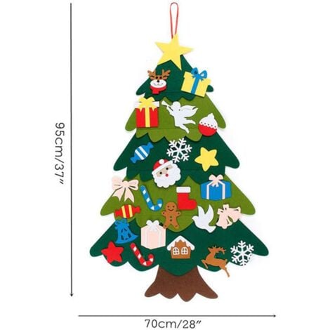Other Christmas Decoration,Creative Handmade Felt Christmas Tree New Year Gifts for Kids Toys Artificial Tree Wall Hanging Ornaments Christmas Decoration for Home