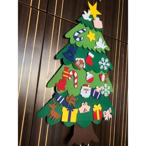 Other Christmas Decoration,Creative Handmade Felt Christmas Tree New Year Gifts for Kids Toys Artificial Tree Wall Hanging Ornaments Christmas Decoration for Home