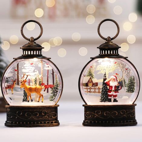 Other Christmas Decoration，Musical Decorative Christmas Lantern Lighted with Christmas Tree, Snowman, Elk, Santa Claus, Twinkle Light Lantern with Button Battery for Home, Christmas Tree