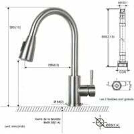 Kitchen Mixer Tap Kitchen Faucet, 304 Stainless Steel Sink Mixer Tap, 360° Rotatable Sink Faucet with Pull-Out Sprayer