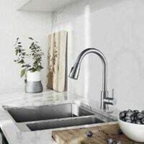Kitchen Mixer Tap Kitchen Faucet, 304 Stainless Steel Sink Mixer Tap, 360° Rotatable Sink Faucet with Pull-Out Sprayer