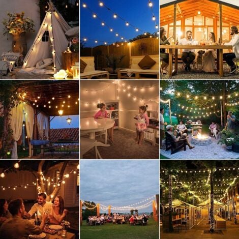 Outdoor String Lights 30M/100FT LED Fairy Lights G40 Bulbs 100+4 Replacement, IP44 Waterproof Outdoor and Indoor Decoration
