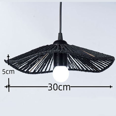 Handwoven Rope Lampshade Rustic Ceiling Lampshade Handmade Decor Table Lamp Pendant Lights Hanging Lampshade for E27, Black