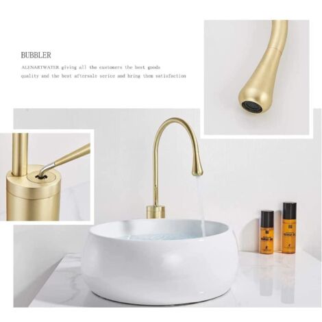 Gold Drop Hot and Cold Basin Faucet, Sink Mixer Tap, Golden Color High Body Basin Faucet, Bathroom and Kitchen Faucet（Including 60cm Water Inlet Hose）