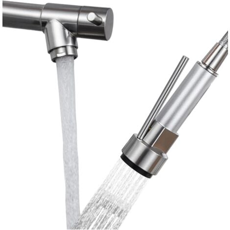 All Copper Kitchen Sink Faucets, Dual Outlet Cold and Hot Water, Deck Mounted Spring Mixer Taps, Gold