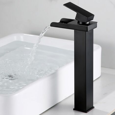 Bathroom Faucets Black Waterfall Mixer Tap, Bathroom Sink Mixer Tap, Single Hole Waterfall Basin Faucet Mixer Tap for Bathroom Sink