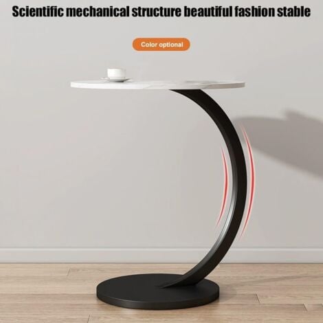Side Table, Round Coffee Table for Sofa, Small Desk End Table for Living Room, Bedroom Side Table, Ideal for Indoor and Outdoor 40 x 62 cm (White)