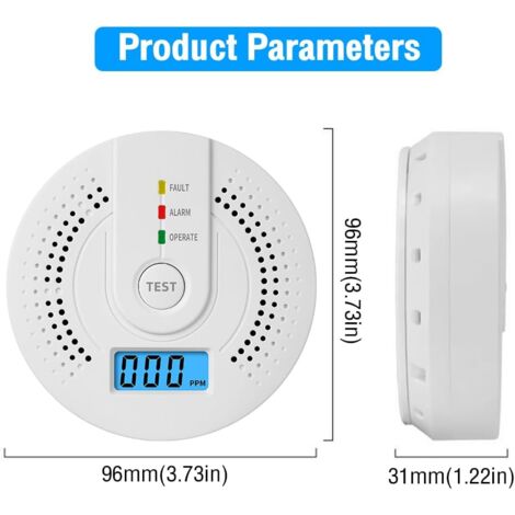 Replaceable Battery Carbon Monoxide Detector with LED Digital Display, CO Alarm for Home Security, Portable CO Monitor for Indoor Use