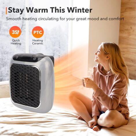 800W Electric Wall Heater for Use with Adjustable Thermostat, Quiet, Energy Efficient for Office, Bedroom, Bathroom
