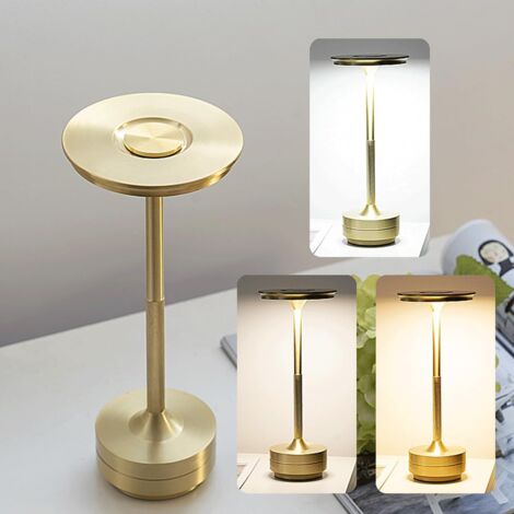 Wireless Table Lamp with Touch Sensor - Rechargeable Battery - 3 Colors - Dimmable - LED Bedside Lamp for Nightstand, Dining Table