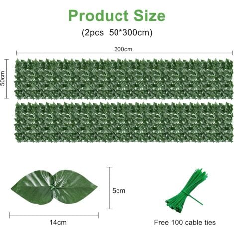 Artificial Ivy Leaf Fence, Outdoor Garden Anti-theft Fence Screen, Green Wall Decorative Fences Fake Grass Wallpaper-100300CM (Apple Leaf)
