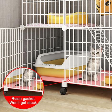 Indoor Cat Cage Large Cat Cage DIY Cat Cage Small Animal Playpen Cat Cages with Universal Wheel - Great Exercise Place Ideal for 1-3 Cats (75x39x76cm)