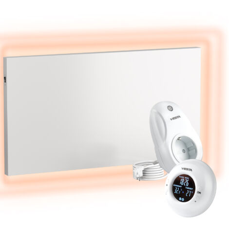 UMBRELLA® Chauffage mural infrarouge avec thermostat [TÉLÉCOMMANDE + CONTRÔLE WIFI] – Radiateur mural à infrarouge – Panneau infrarouge en cristal de carbone – (Modèle TH20 Funk - 700 Watt) (1/5)