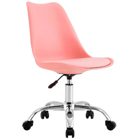 Thinia Home – Chaise de bureau à roulettes – Dimensions 97x47x58 cm – Structure polypropylène – Assise mousse PVC – Pieds acier chromé avec roulettes (1/5)