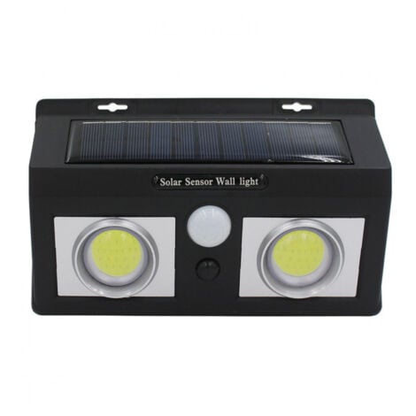 Applique solaire LED 2 lumières avec détecteur de crépuscularité et de mouvement Noir 7500K 20000H 7hSevenOn