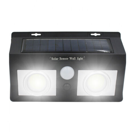 Applique solaire LED 2 lumières avec détecteur de crépuscularité et de mouvement Noir 7500K 20000H 7hSevenOn