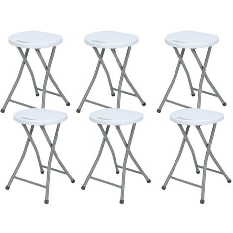 Lot de 6 tabourets pliants en résine et acier, 31 x 45 cm, blanc, 7house (1/5)