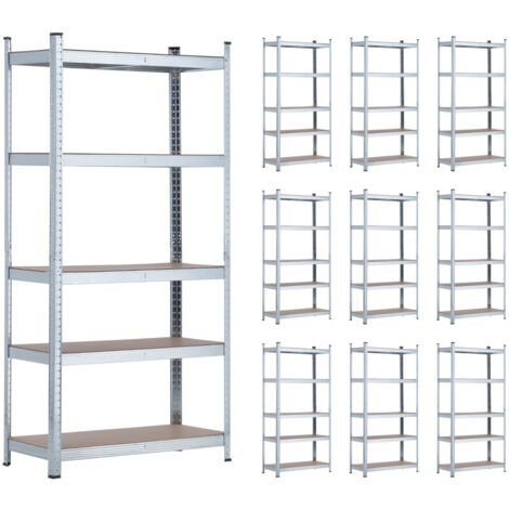 MegaLot 10 Rayonnage modulaire galvanisé avec 5 étagères réglables 180x90x40cm 875Kg 7house (1/5)