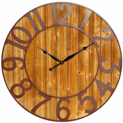 Horloge murale vintage en bois noir/foncé Ø80cm Thinia Home (1/5)
