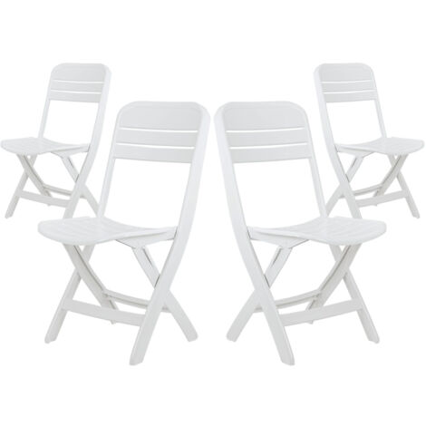 Lot 4 Chaises Pliantes Simili Cuir Métal Gris Clair - Confortables Intérieur Extérieur